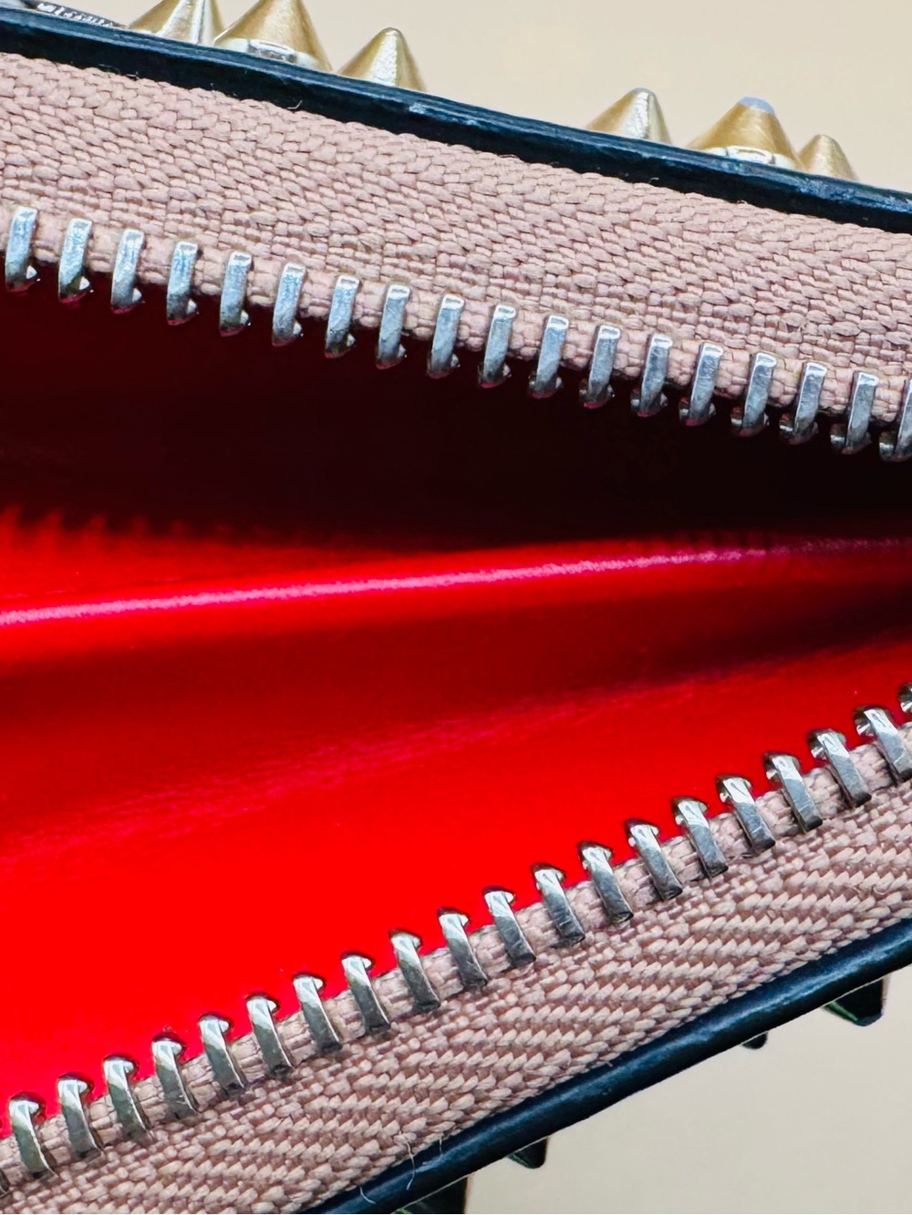 Christian Louboutin Studded Zip Wallet in Dusty Rose - Picture 9 of 13
